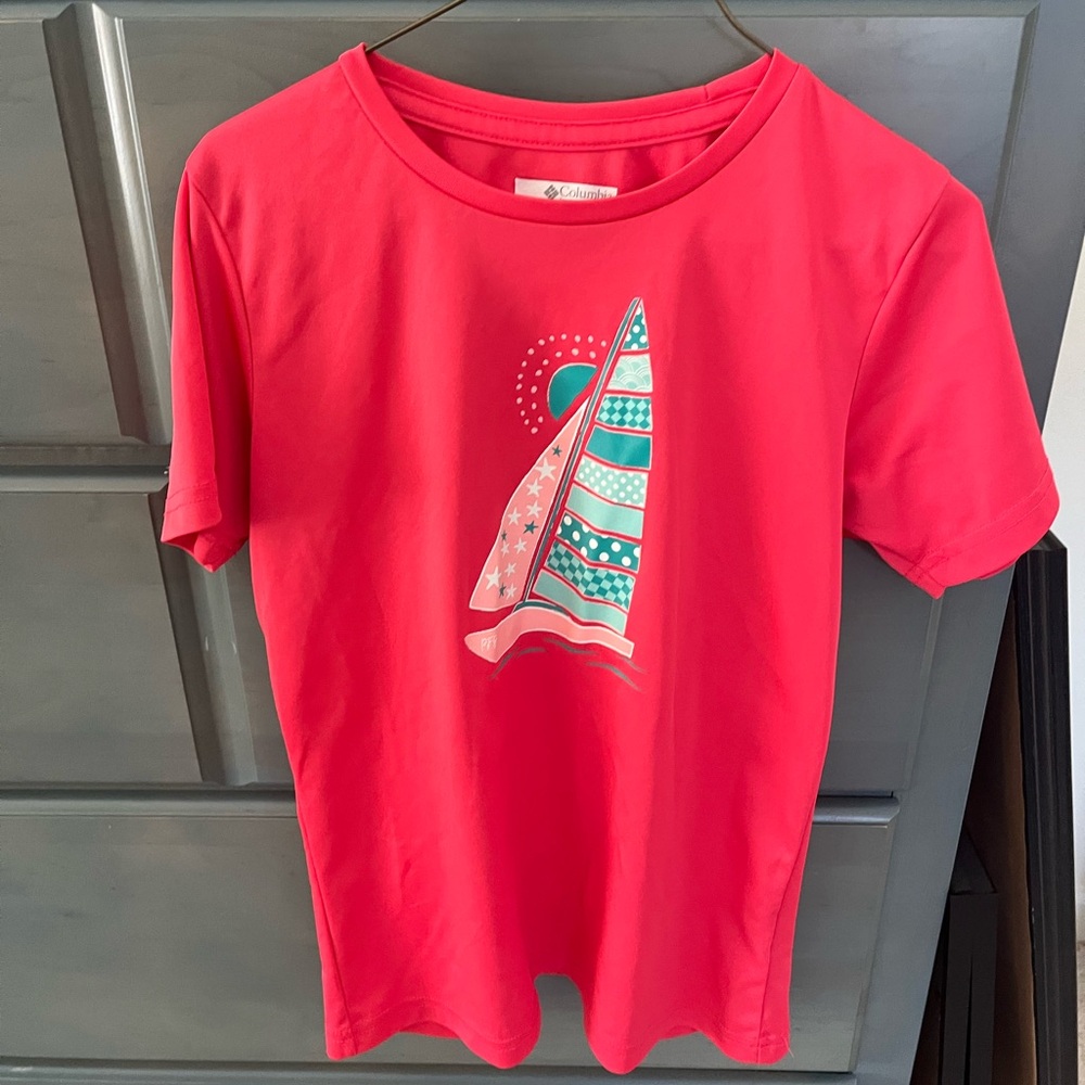 Kids Columbia Bright Red Tee with Graphic Sailboat